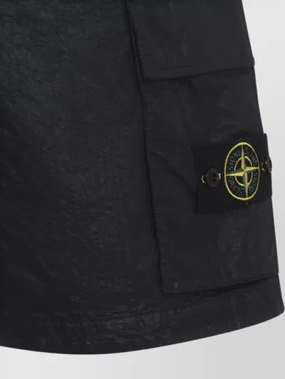 Stone Island Old Effect Cotton Cargo Bermuda Shorts Clothing In Black