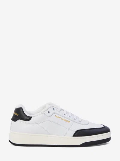 Saint Laurent White And Black Leather Sneakers In Multi