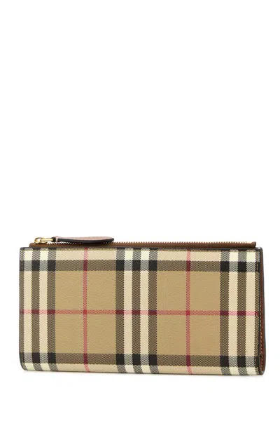 Burberry Canvas Wallet Check Pattern Rectangular Shape In White