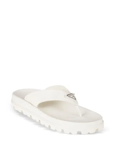 Prada Rubber Thong Sandals Flat Open Toe In White
