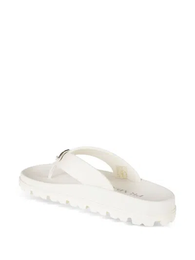 Prada Rubber Thong Sandals Flat Open Toe In White