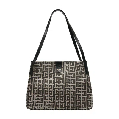 Balmain Medium Tote Bag Double Handles Geometric Pattern In Multi