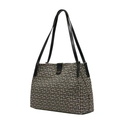 Balmain Medium Tote Bag Double Handles Geometric Pattern In Multi