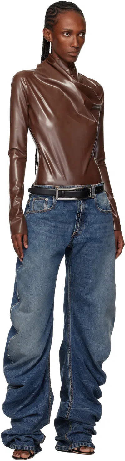 Mugler Silver Rectangle Buckle Belt In Black