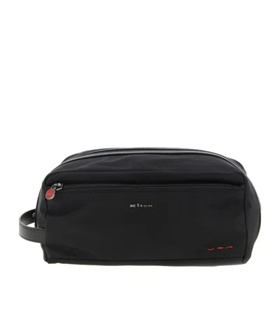 Kiton Rectangular Travel Case Front Pocket In Black