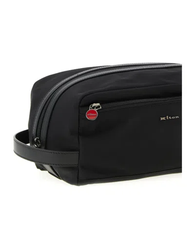 Kiton Rectangular Travel Case Front Pocket In Black