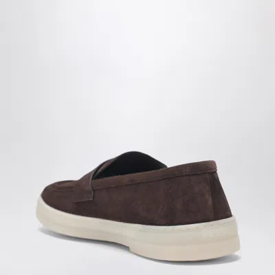 Prada Suede Loafers Round Toe Rubber Sole In Multi