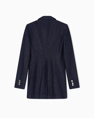 Emporio Armani Double-breasted Blazer In 11 oz Denim In Blue