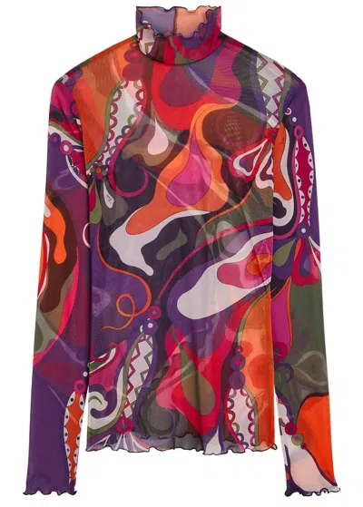 Pucci Ruffled Printed Top In Multi