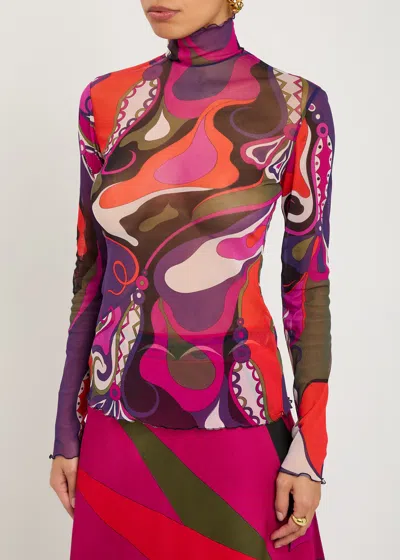 Pucci Ruffled Printed Top In Multi