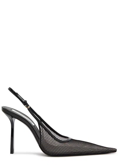 Victoria Beckham Victoria Leather-trimmed Mesh Slingback Pumps In Black