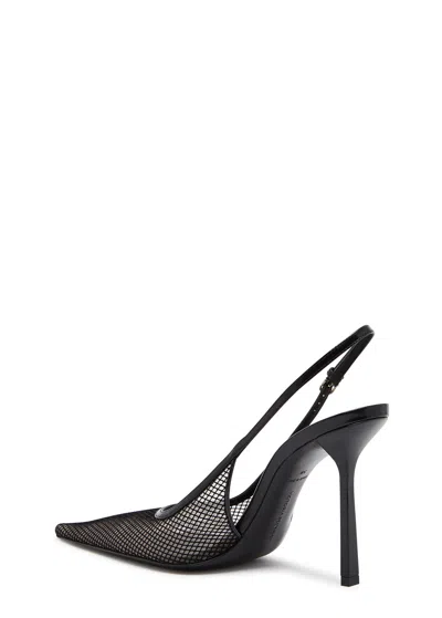 Victoria Beckham Victoria Leather-trimmed Mesh Slingback Pumps In Black