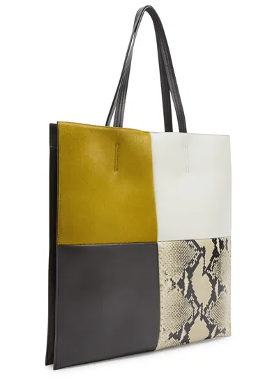 Khaite Piper Fern Colourblock Snakeskin Tote Bag In Multi