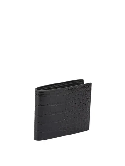 Tom Ford Textured Leather Wallet With Crocodile Pattern In Brown