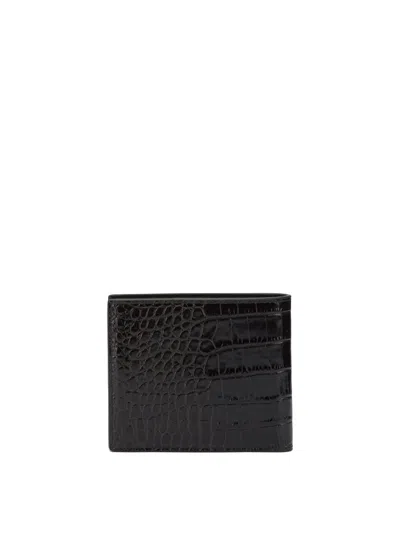Tom Ford Textured Leather Wallet With Crocodile Pattern In Brown