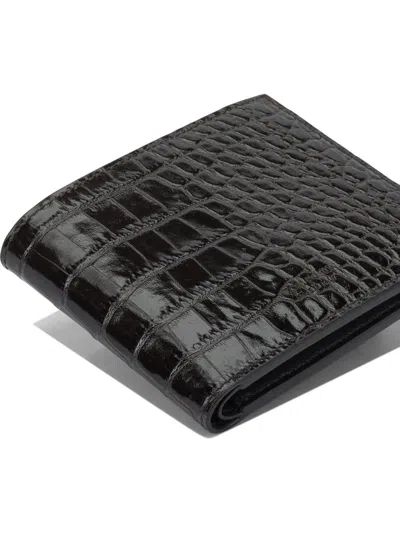 Tom Ford Textured Leather Wallet With Crocodile Pattern In Brown