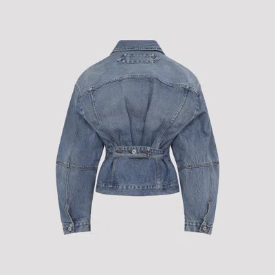 Jacquemus Classic Cotton Denim Jacket With Tailored Hem And Chest Pockets In Blue