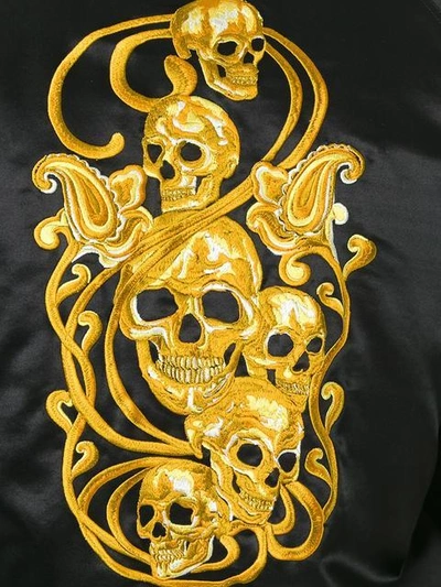 Shop Alexander Mcqueen Skull Embroidered Bomber Jacket - Black
