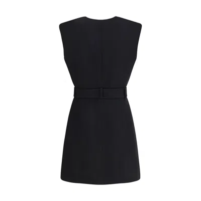 Balmain Sleeveless Wrap Dress Belted Waist Neckline In Black
