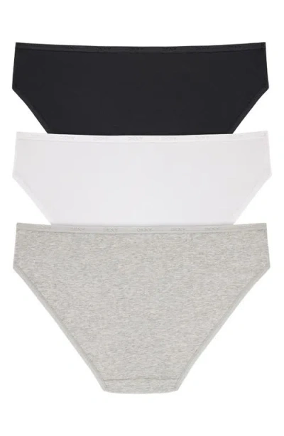 Dkny 3-pack Cotton Blend Bikinis In Multi