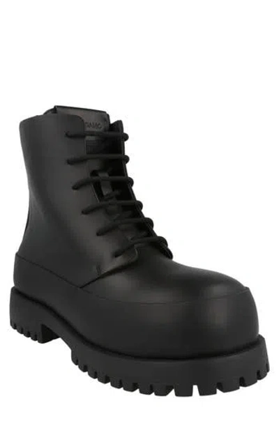 Ferragamo Rubberized Leather Combat Boots In Black