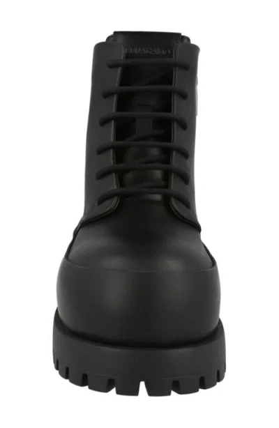 Ferragamo Rubberized Leather Combat Boots In Black