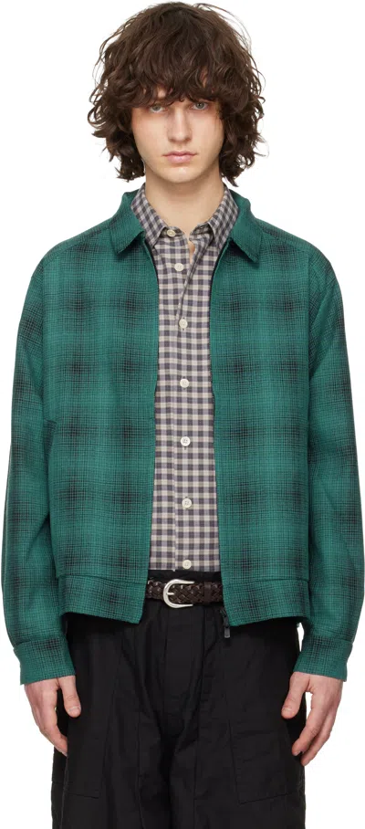 Needles Sport Wool Blend Collared Casual Jacket In Green