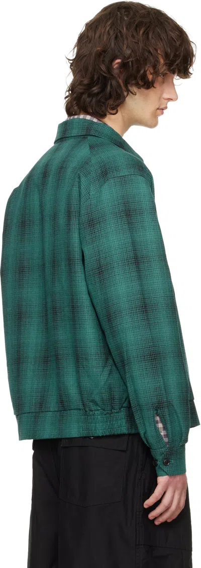 Needles Sport Wool Blend Collared Casual Jacket In Green