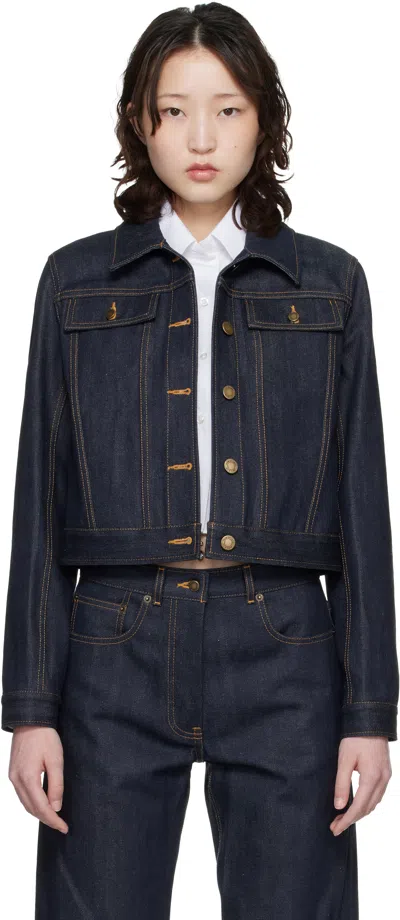 Thom Browne Japanese Selvedge Denim Jacket Puffer Jackets Blue In Blue