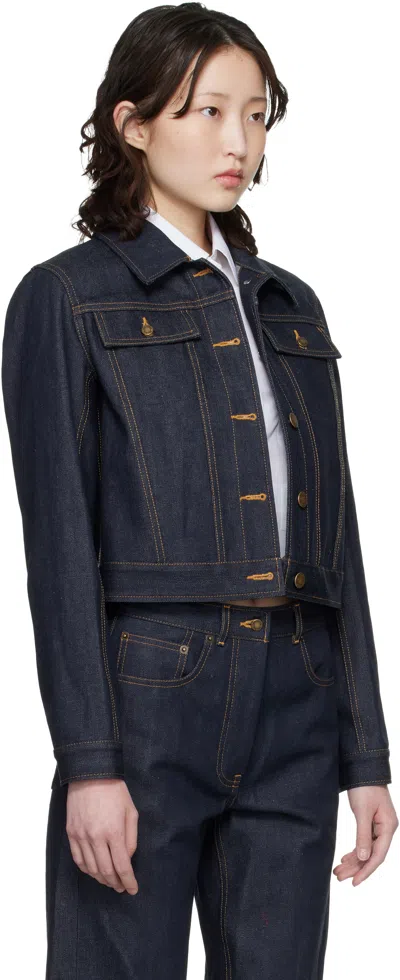 Thom Browne Japanese Selvedge Denim Jacket Puffer Jackets Blue In Blue