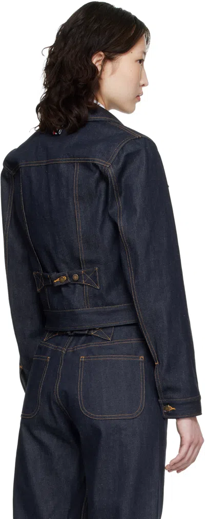 Thom Browne Japanese Selvedge Denim Jacket Puffer Jackets Blue In Blue