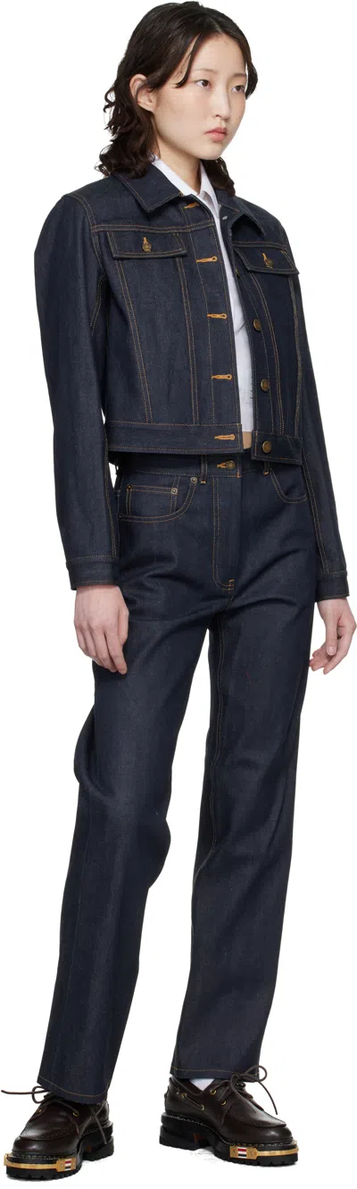 Thom Browne Japanese Selvedge Denim Jacket Puffer Jackets Blue In Blue