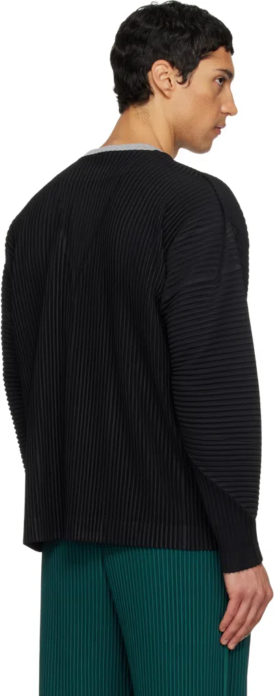 Issey Miyake Basics Buttoned Pleated T-shirt In Black