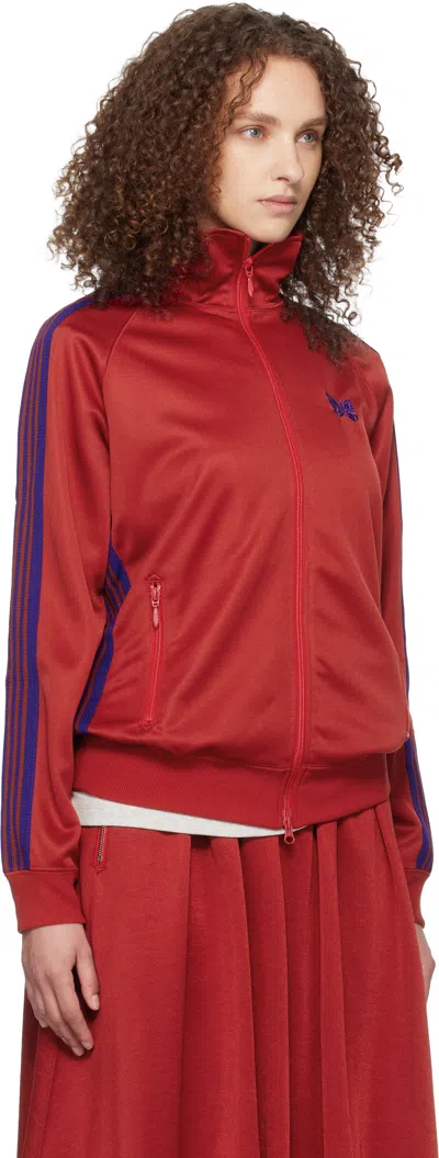 Needles Red Poly Smooth Track Jacket In Red
