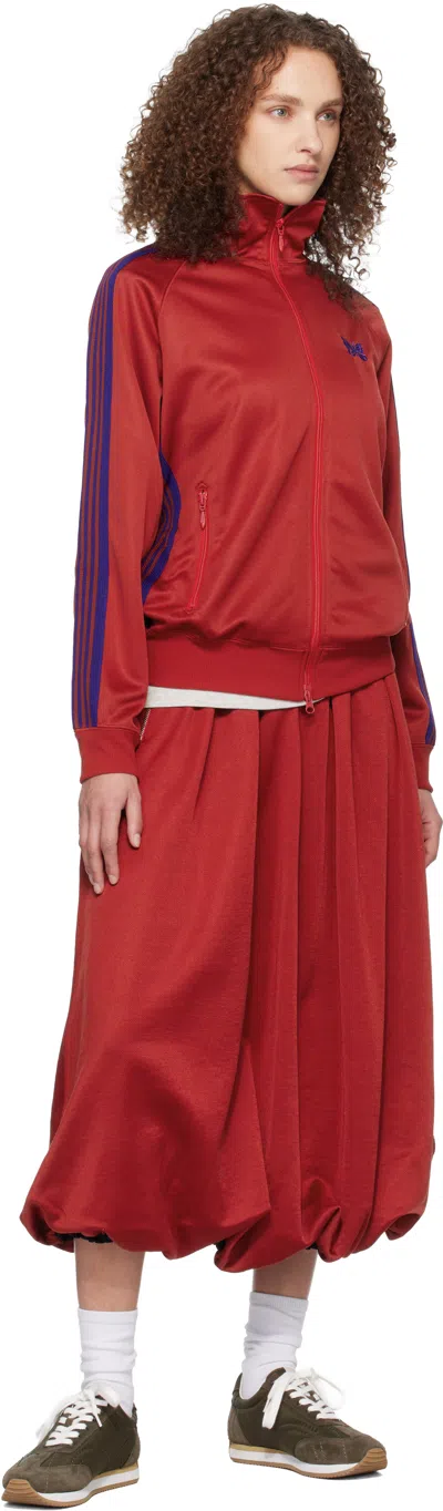 Needles Red Poly Smooth Track Jacket In Red