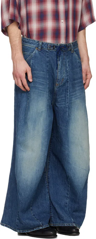 Needles Blue H.d. Buggy Jeans In Blue