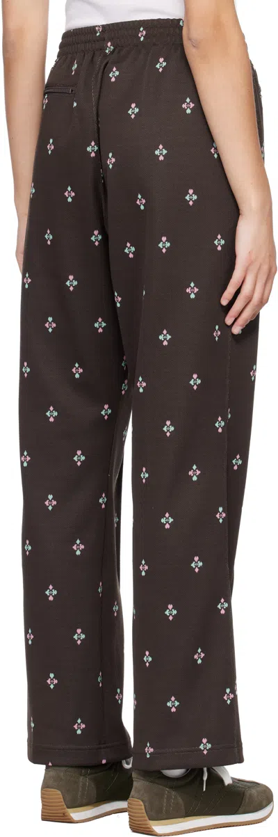 Needles Brown Poly Jacquard Lounge Pants In Brown