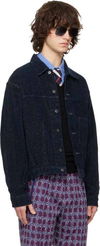 Needles Navy Darts Bottom Jacket In Blue