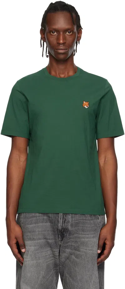 Maison Kitsuné Fox Head Patch Regular Tee Shirt In Green