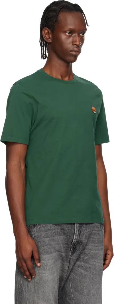 Maison Kitsuné Fox Head Patch Regular Tee Shirt In Green