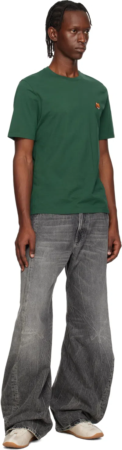 Maison Kitsuné Fox Head Patch Regular Tee Shirt In Green