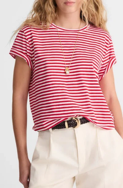 Madewell The Boxy Crop Tee In Soft Slub Festival Red In Pink