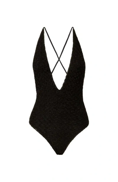 Missoni Cross-back Swimsuit In Black