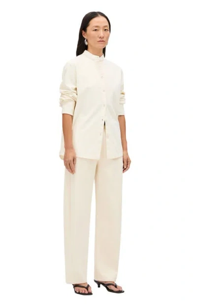 Another Tomorrow Chambray Bow Blouse In White