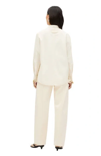 Another Tomorrow Chambray Bow Blouse In White