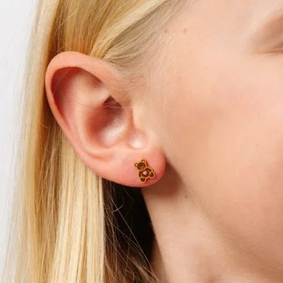 Pip Pop Teddy Bear Stud Earrings In Brown