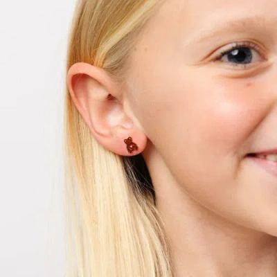 Pip Pop Teddy Bear Stud Earrings In Brown