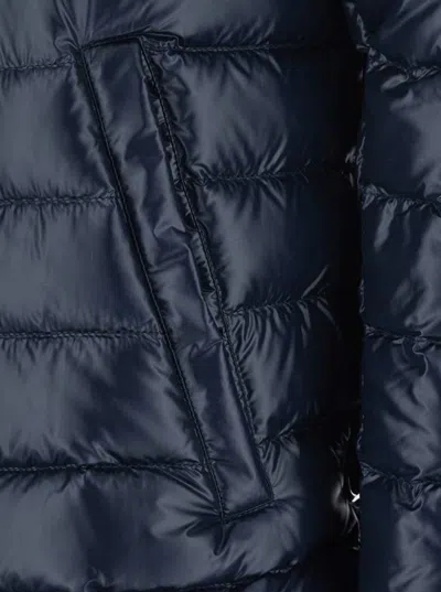 Herno Women Blue Down Jacket With Drawstring Hood And Logo Detail On The Drawstring In Tech Fabric W In Blue