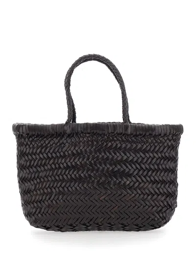 Dragon Diffusion Mini Flat Gora Basket 23x17x6 Cm Buff Calf Leather In Brown