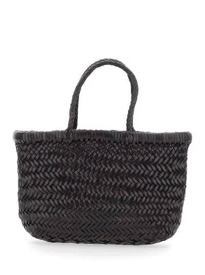 Dragon Diffusion Mini Flat Gora Basket 23x17x6 Cm Buff Calf Leather In Brown